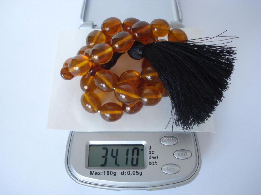 OLD ISLAMIC NATURAL BALTIC AMBER IMAM PRAYER BEADS,34g  