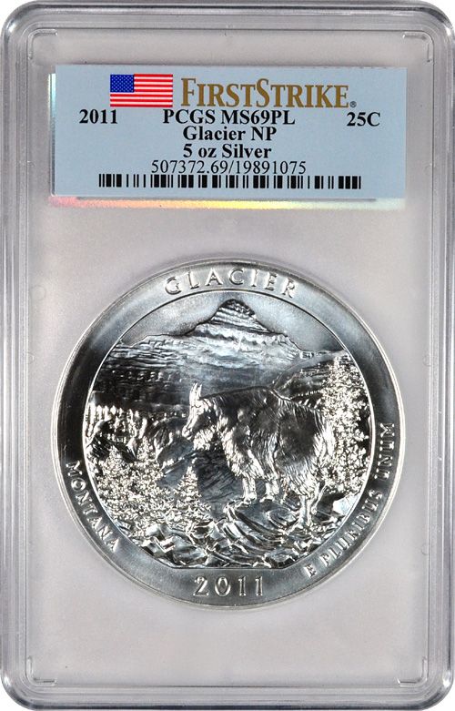 2011 America The Beautiful ATB 5 Ounce Silver Glacier PCGS MS69 PL 