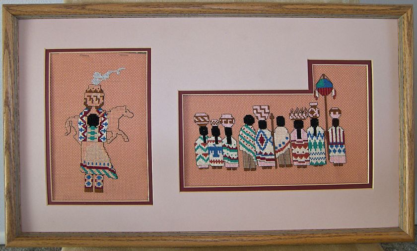   STITCH PICTURE SOUTHWEST NATIVE AMERICANS with POTS & BASKETS  