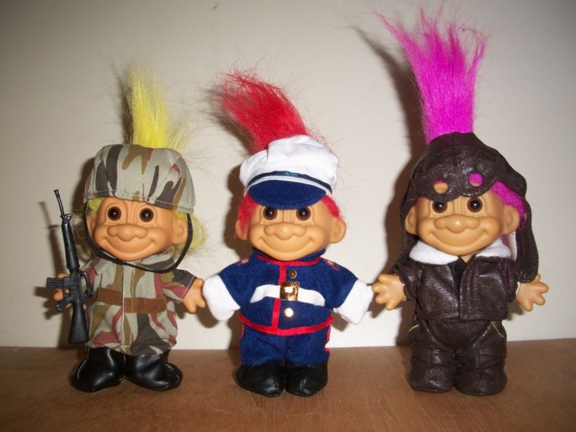 TROLL, RUSS, 3, ARMY MAN, MARINE OFFICER, AIR PILOT, MILITARY 