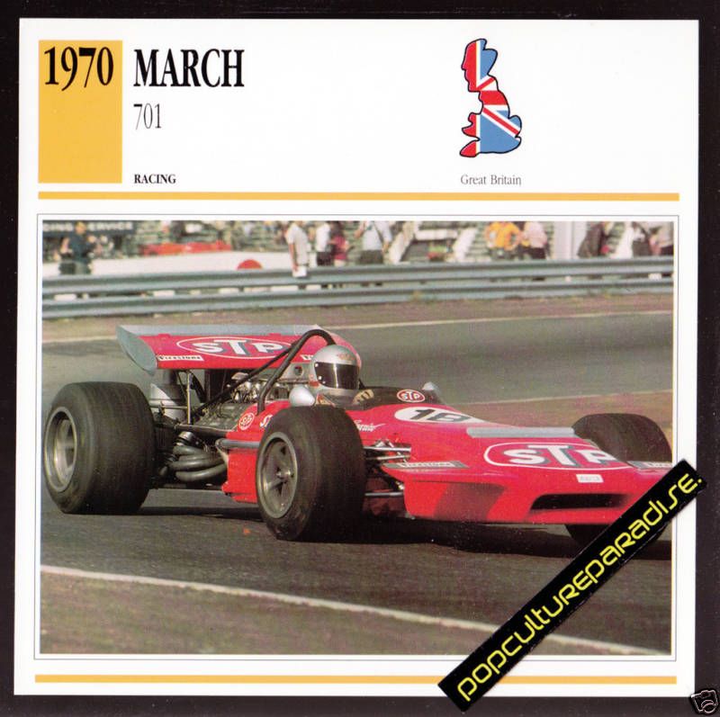 1970 MARCH 701 Mario Andretti Race Car PHOTO SPEC CARD  