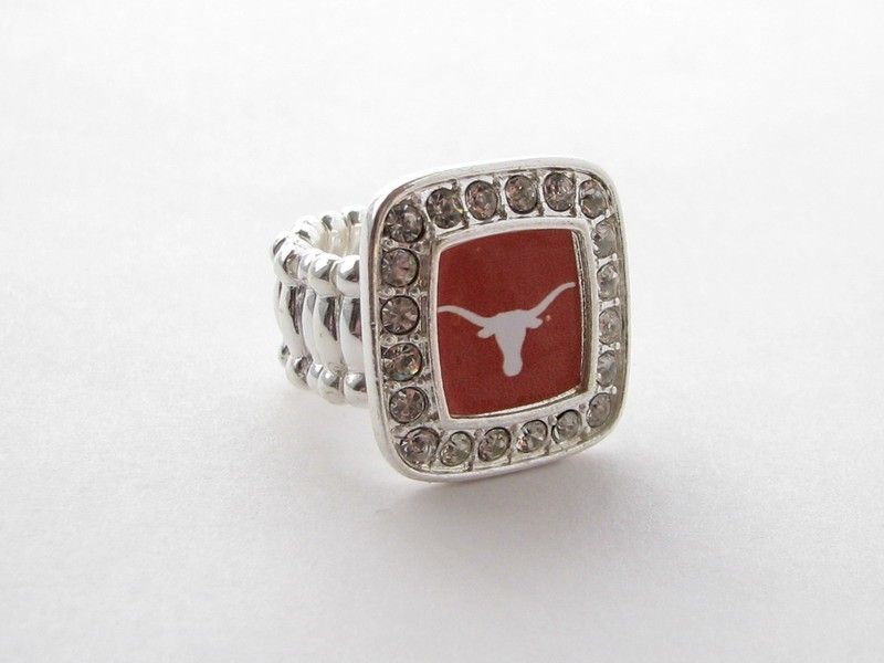 Texas Longhorns Square Stretch Ring Fashion Jewelry UT  