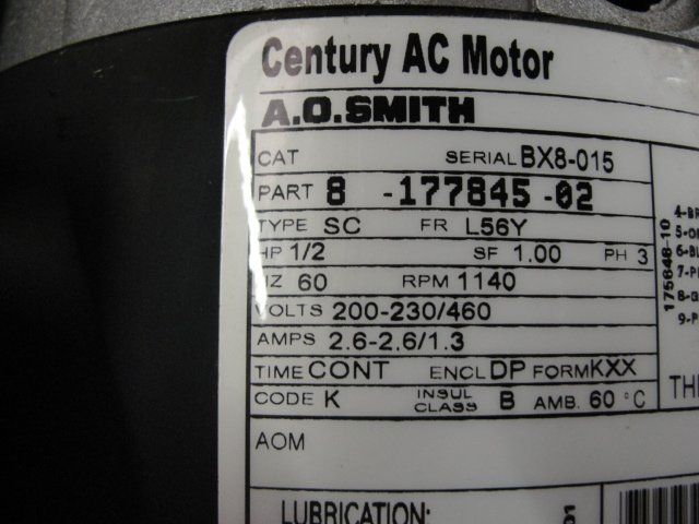 3349 NEW AO Smith 17784500 Motor 1/2 HP Fr L56Y  