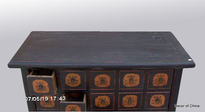 Chinese Black Apothecary 25 drawer Chest Herb Cabinet  