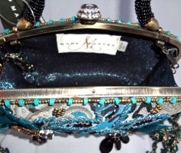 Mary Frances New Uncaged Blue Gray Teal Black Evening Bag Handbag 