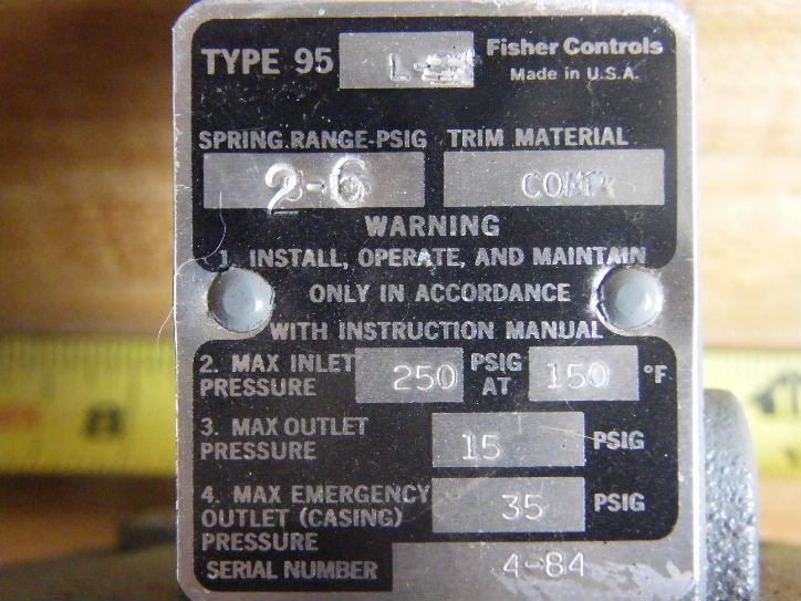 FISHER TYPE 95 l 31 95 l31 Relief valve 2 6PSIG Spring  