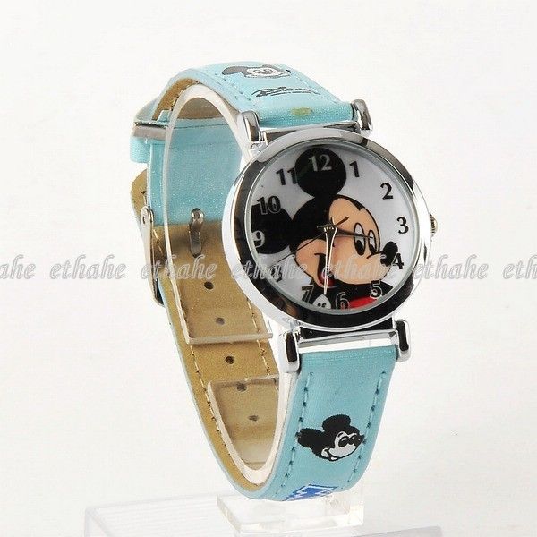 Mickey Mouse Head Round Face Quartz Wrist Watch  