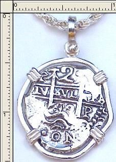 PIRATE SHIPWRECK MEDALLION PENDANT PIRATE SILVER LIKE ATOCHA  