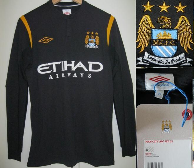   MANCHESTER CITY AWAY L/S 2009/2010 FOOTBALL JERSEY TRIKOT MAILLOT