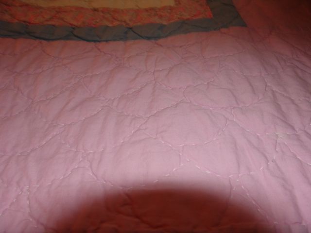 Vintage Hand Made Sewn Patchwork Piece Quilt Square Pattern 82x94 Pink 