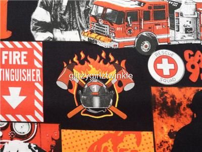 New Fire Truck Fabric BTY Dalmation Fireman 911 hydrant  