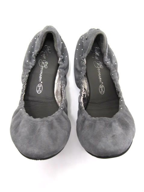 MATT BERNSON WOMENS WAVERLY CELESTE BALLET FLAT GREY SUEDE RUBBER 