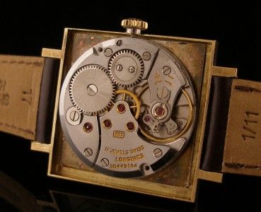 Rare Vintage 18K Square Longines Mans Dress Watch  