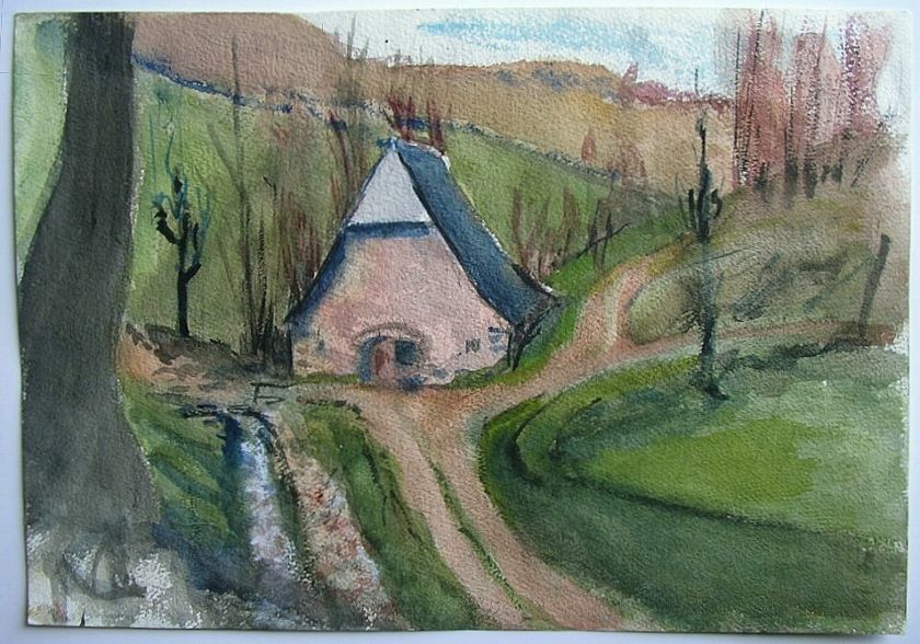 PAINTING SIMONE FONFREIDE FAUVIST AUVERGNE CHURCH 29  