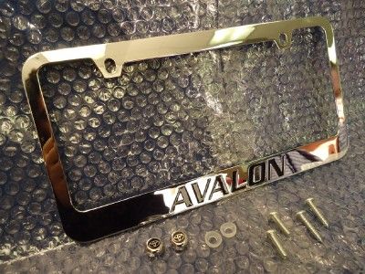 TOYOTA AVALON CHROME & INK METAL LICENSE PLATE FRAME WITH LOGO SCREW 