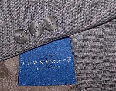 42R Towncraft CHARCOAL GRAY PINSTRIPED SB BUSINESS CAREER Suit Men 