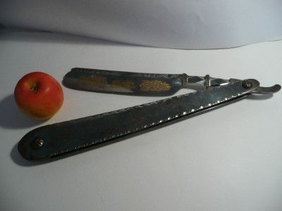 UNIQUE Antique CUT THROAT RAZOR 17 YORK EXHIBITION 1879 Engraved 