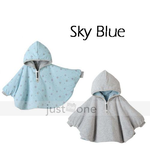 Baby Children Boys Girls Double side Wear Hooded Cloak Poncho Cape 