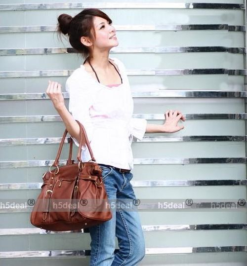 New Fashion Korean Style Women Lady PU Leather Tote Shoulder Bags 