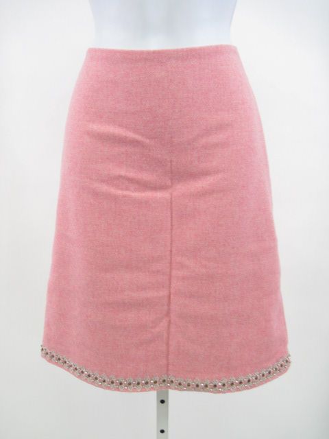 TOCCA Pink Wool Straight Beaded Trim Skirt Size 4  