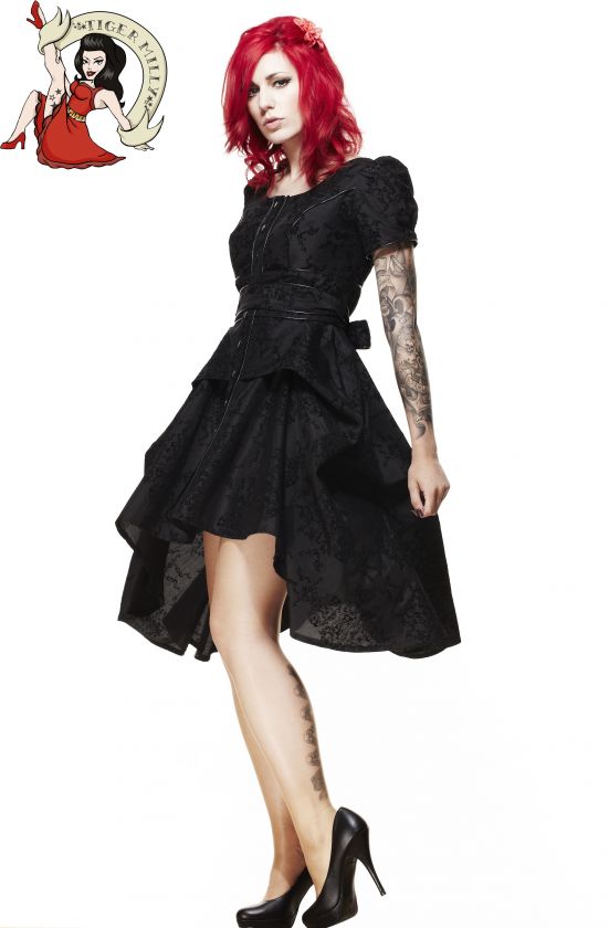 HELL BUNNY spin doctor POLARIS DRESS goth BLACK UK 8 16  