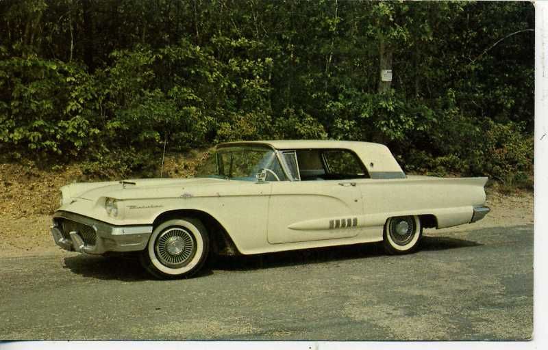 1958 FORD THUNDERBIRD V8 COUPE CAR ADVERTISING POSTCARD  