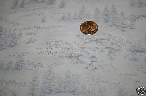 Weekend in the Woods, 1/2 YD, Woods Snow Scene, Silver  