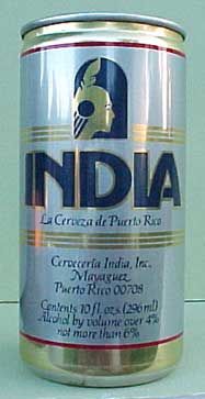 INDIA CERVEZA 10oz Pull Tab Beer Can Indian PUERTO RICO  