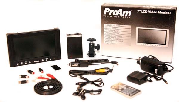 ProAm 7 inch On Camera LCD Video Monitor Kit with Rechargeable 