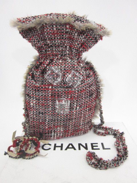 NIB AUTH CHANEL Tweed Ice Block Hot Water Bottle Handbag 10A  