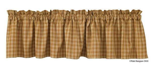 pr) Sturbridge Mustard/Cream Check Cotton Window Tiers 72Wide x 36 