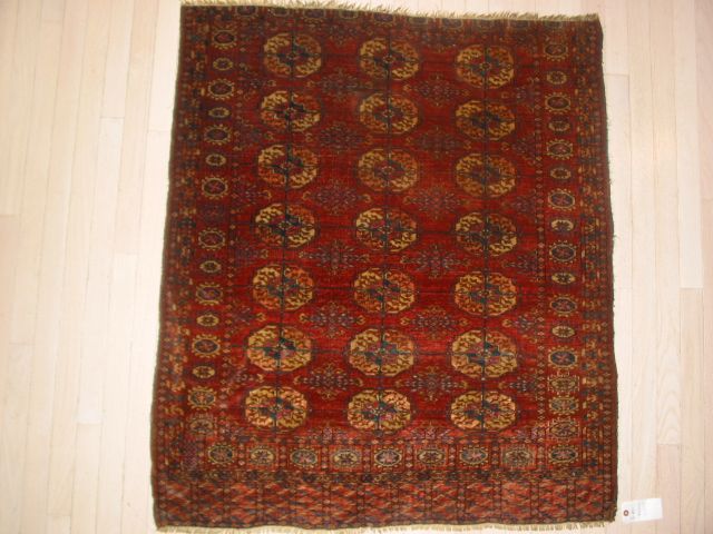 Pre 1900 Antique Tekke Turkoman Oriental Rug B 8017  