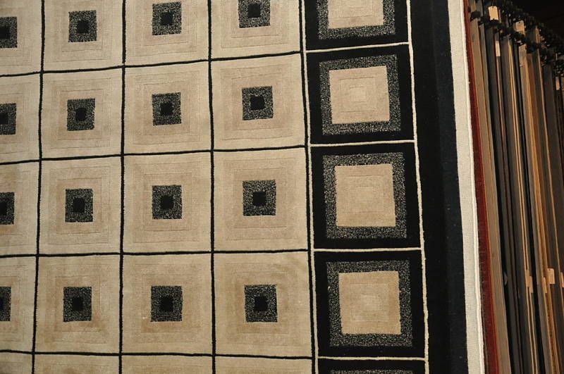 8x10 RUG BLACK WHITE WOOL INDO NEPAL MODERN TIBET PLUSH  