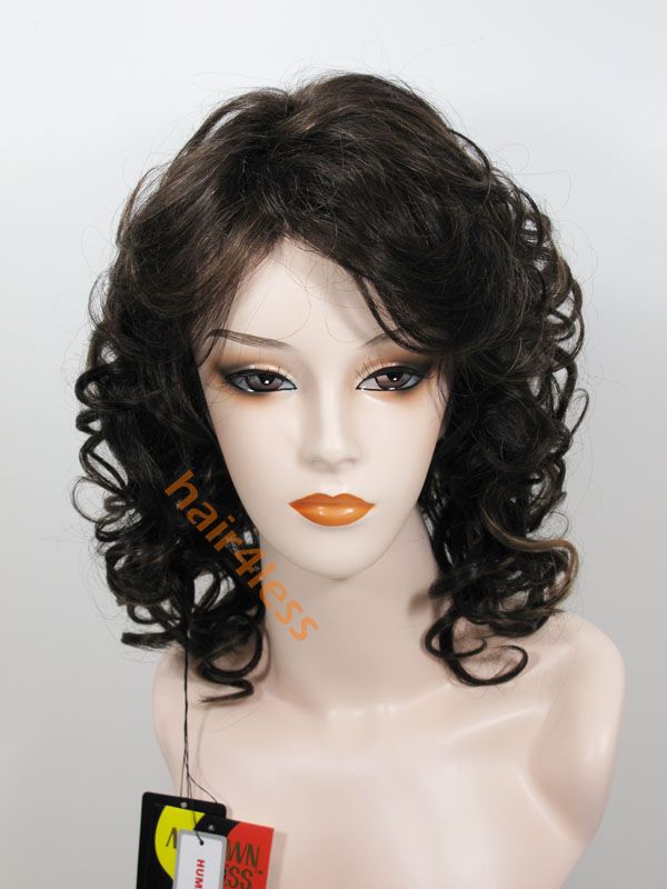 100% Human Hair Med Curly Full Wig H.TARIN Pick Color  