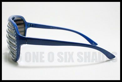   Sunglasses Shutter Shades Mirrored Lens Bling Bling ROYAL BLUE  