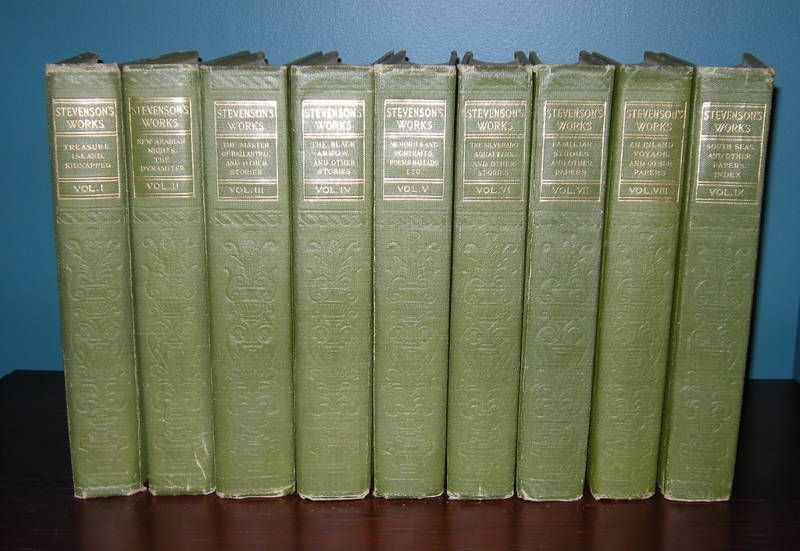 WORKS OF ROBERT LOUIS STEVENSON 9 VOLUME SET 1912 VAILIMA 4TH BOOK 