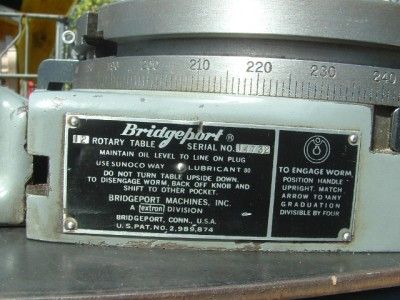 GENUINE BRIDGEPORT 12 ROTARY T SLOT TABLE & DIVIVDING PLATES