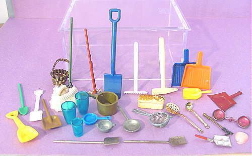   Miniature DOLL HOUSE Utensil Mop Shovel Dust Cook Pan Loaf Bread