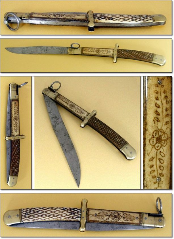   MID 19th CENTURY OVERSIZED SELF DEFENSE FRENCH FOLDING KNIFE  