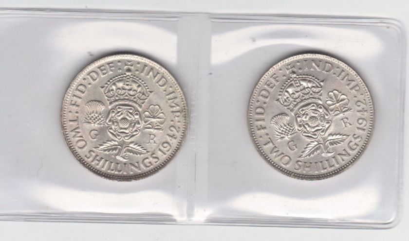 1942 Great Britian Half Crown BU x 2 RP229  