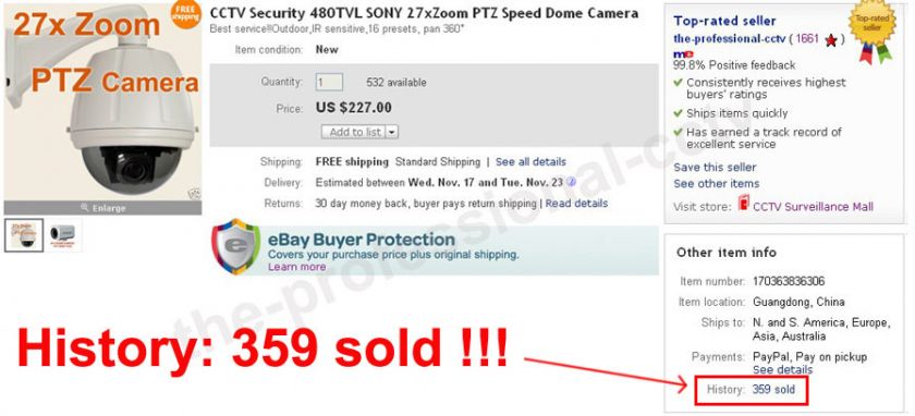 CCTV Security 480TVL SONY 27xZoom PTZ Speed Dome Camera  