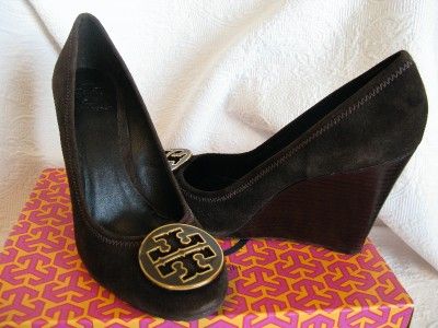 TORY BURCH SOPHIE SUEDE BROWN WEDGE SHOES HEELS 10 NIB  