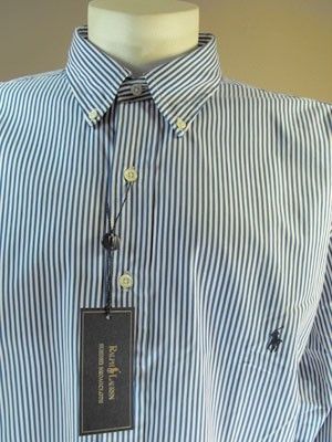 NWT POLO RALPH LAUREN XLT LS TALL Blue Str Sued FreeS/H  