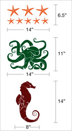 SEA LIFE (Octopus, Seahorse, Starfish)   Wall Decals  