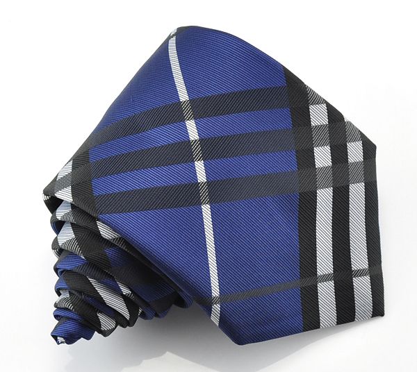 BLUE WHITE BLACK Handmade 100% Jacquard Woven Silk MENS NeckTies self 