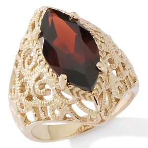  Marquise Garnet Technibond Filigree 925 Ring SZ 6.5  