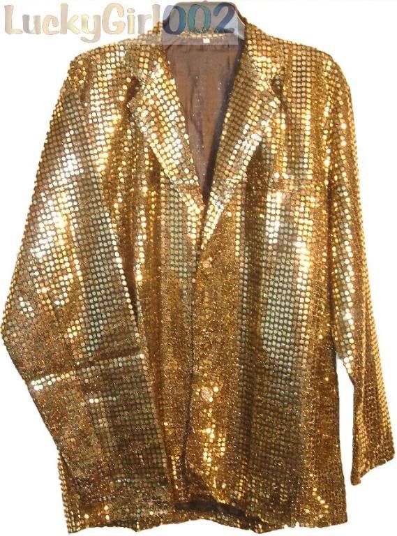 MENs BAND SEQUIN CABARET PARTY FANCY JACKET GOLD/BLACK  