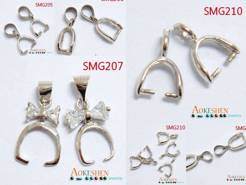 925 Sterling Silver charm pinch Bail Clasp pendant jewelry findings 