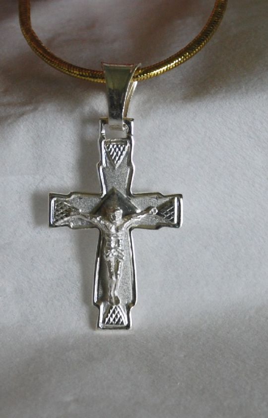 Crucifix pendant, 1 1/2 inch long, large bail .925 sterling  