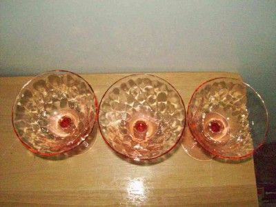 Pink Depression Glass Diamond Optic Stems  